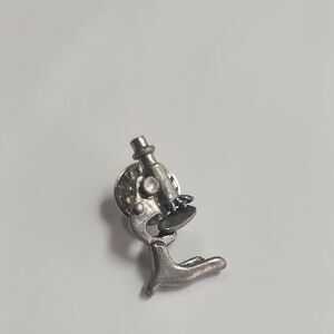 Jim Clift Handcrafted Pewter Lapel Pin Microscope 1”